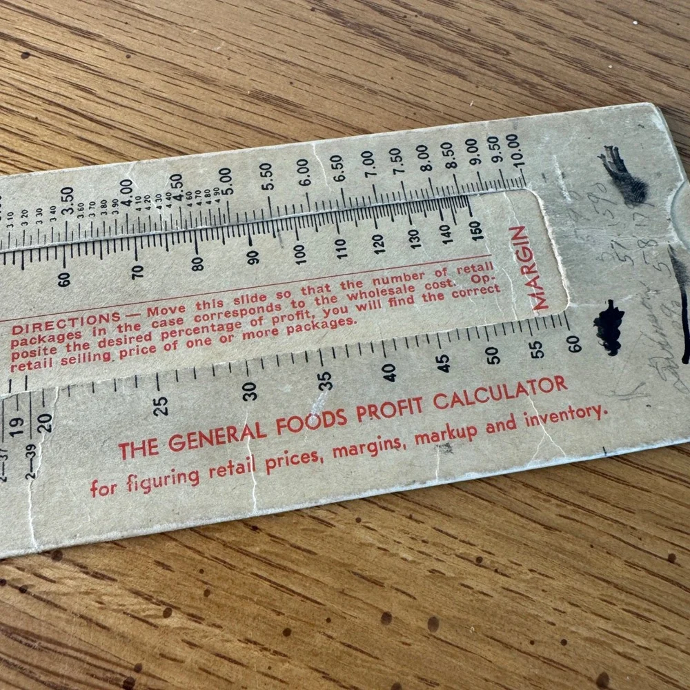 Vintage General Foods‎ Profit Calculator Slide Rule Jell O Shelf Salesman Tool